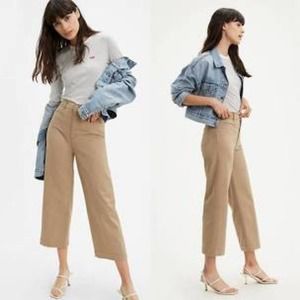Levi's Premium Ribcage Wide Leg Cropped High Rise Pants Jeans